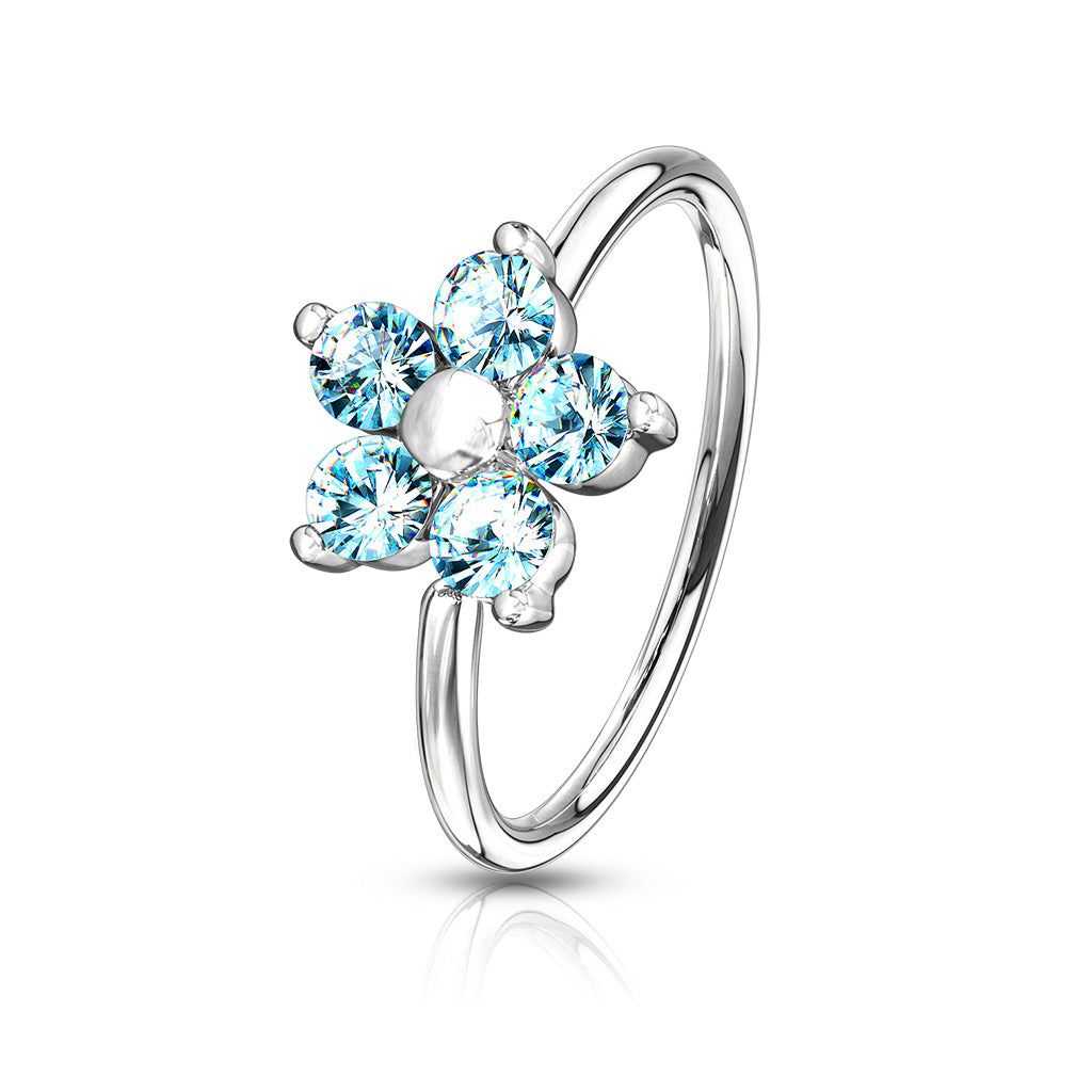 CZ Flower Top Bendable Nose Hoop Rings